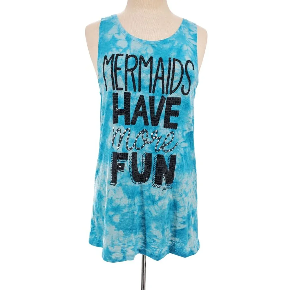 Justice 16 XL Girls' Mermaid Swim Cover-up Dress Tie-Dye Sequin Glitter Bling
